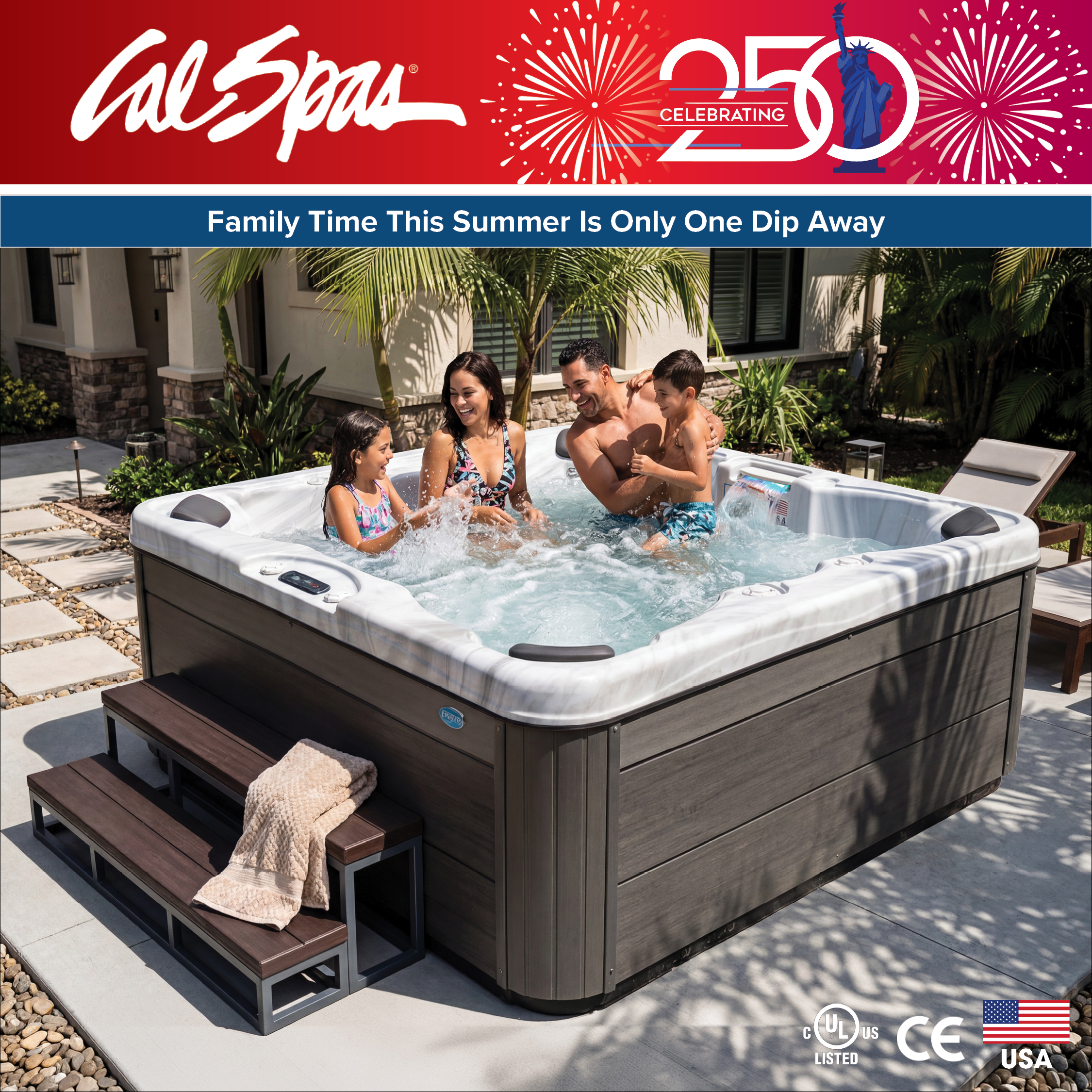 Calspas hot tub being used in a family setting - Montrose